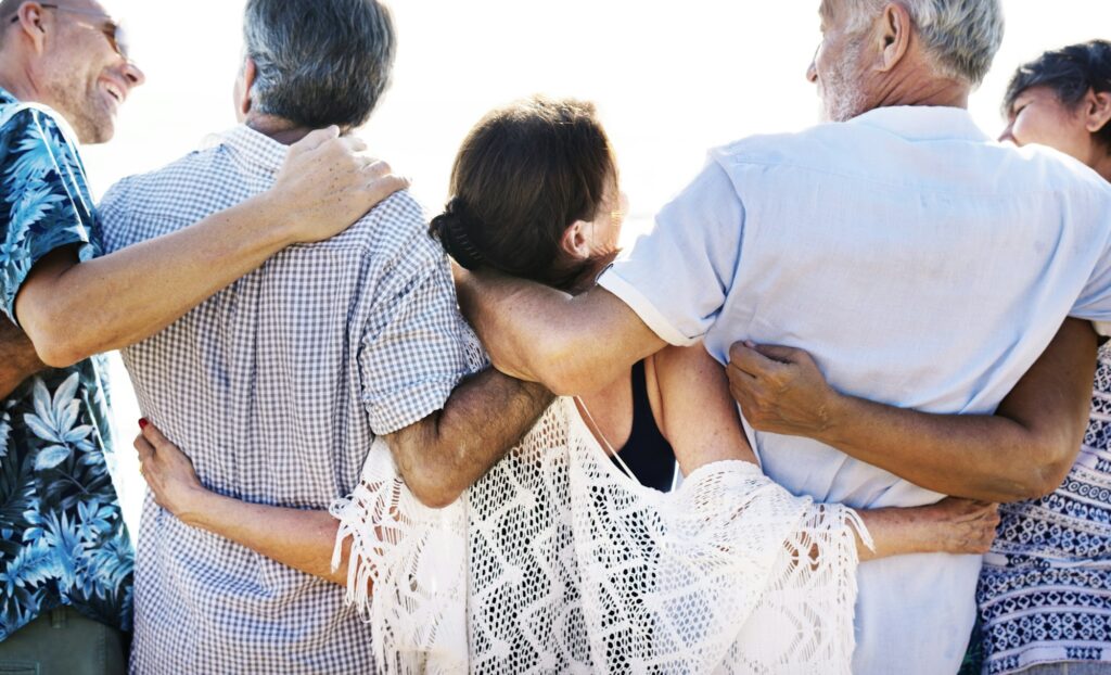 Group of seniors on the beach